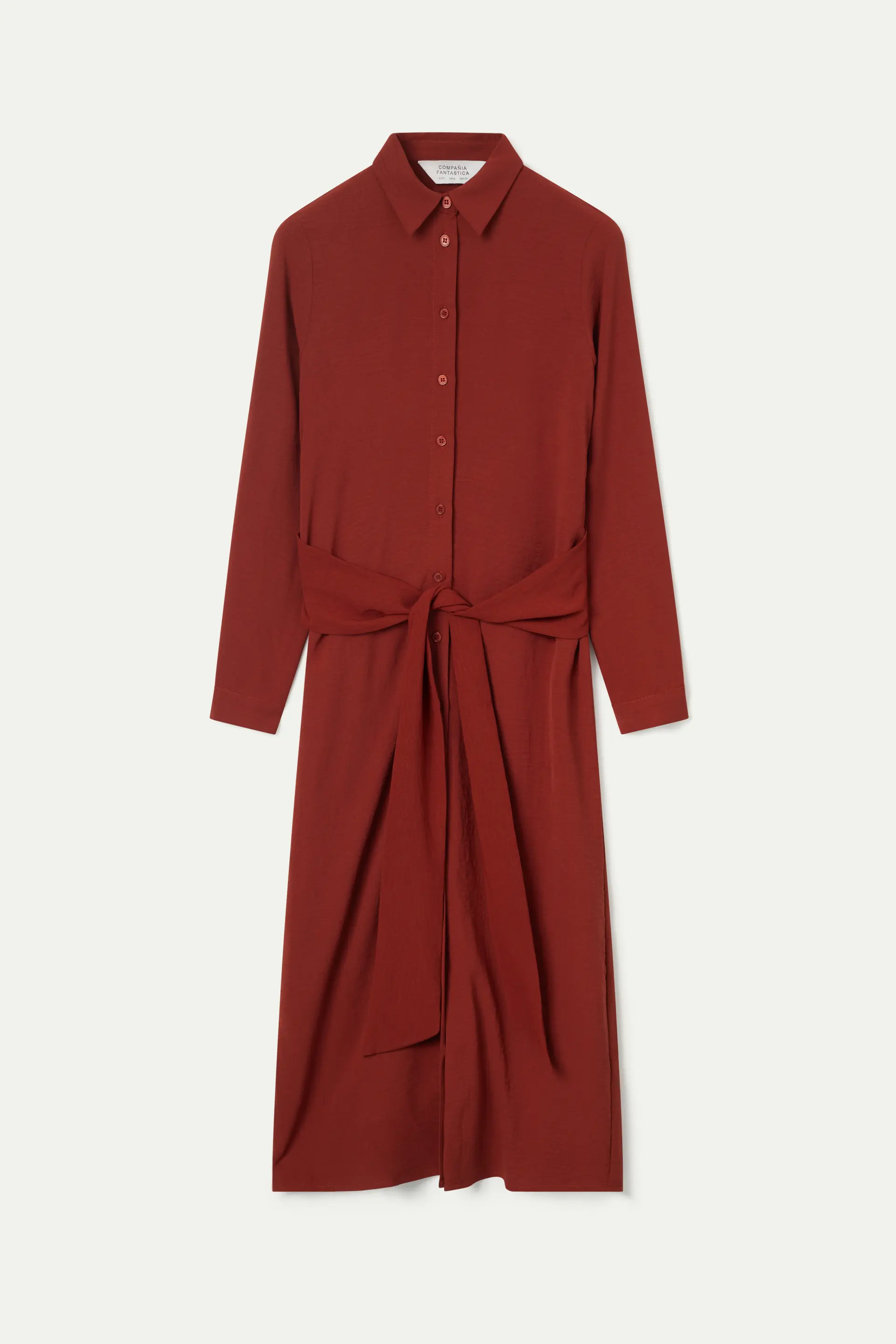 Vestido midi camisero marrón - Image 2