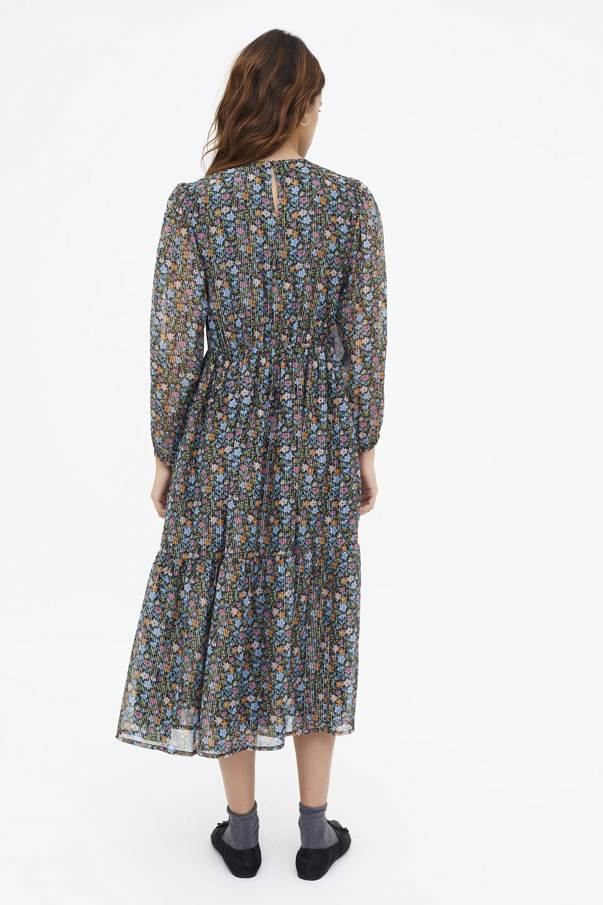 Vestido midi con estampado Flowers Lurex - Image 2