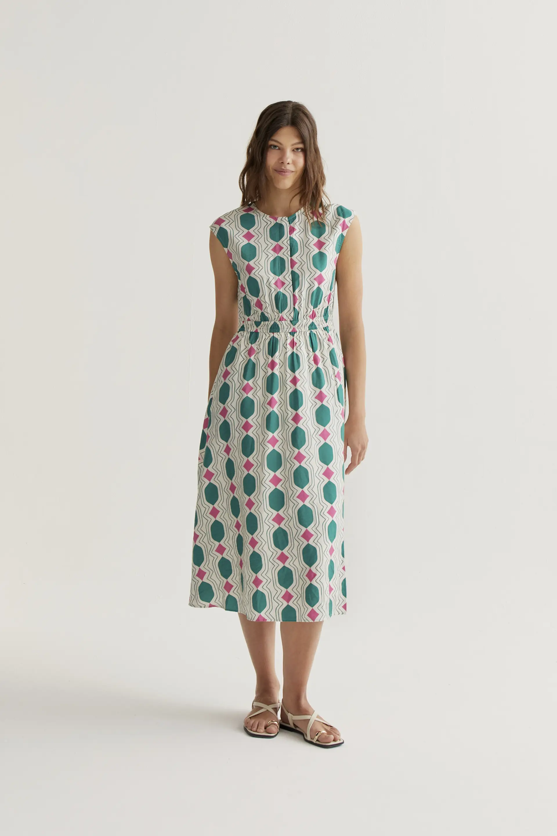 Vestido midi con estampado Geometric