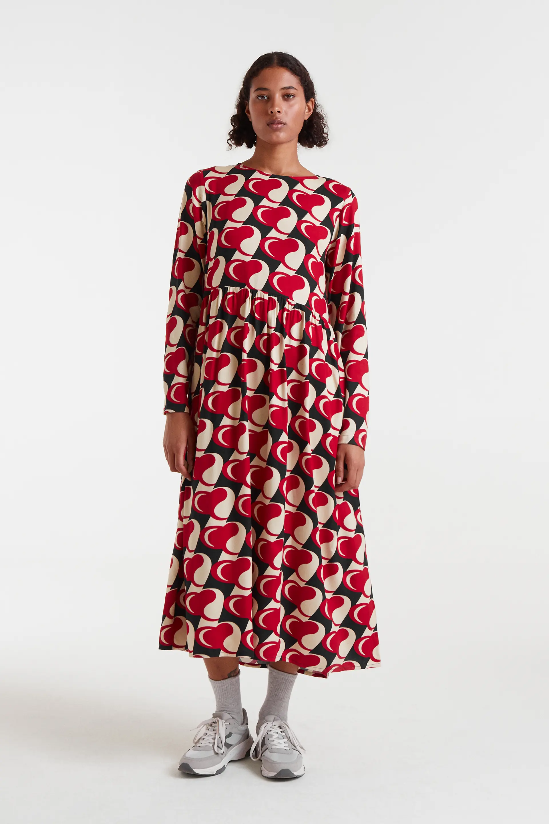 Vestido midi con estampado Heart Attack