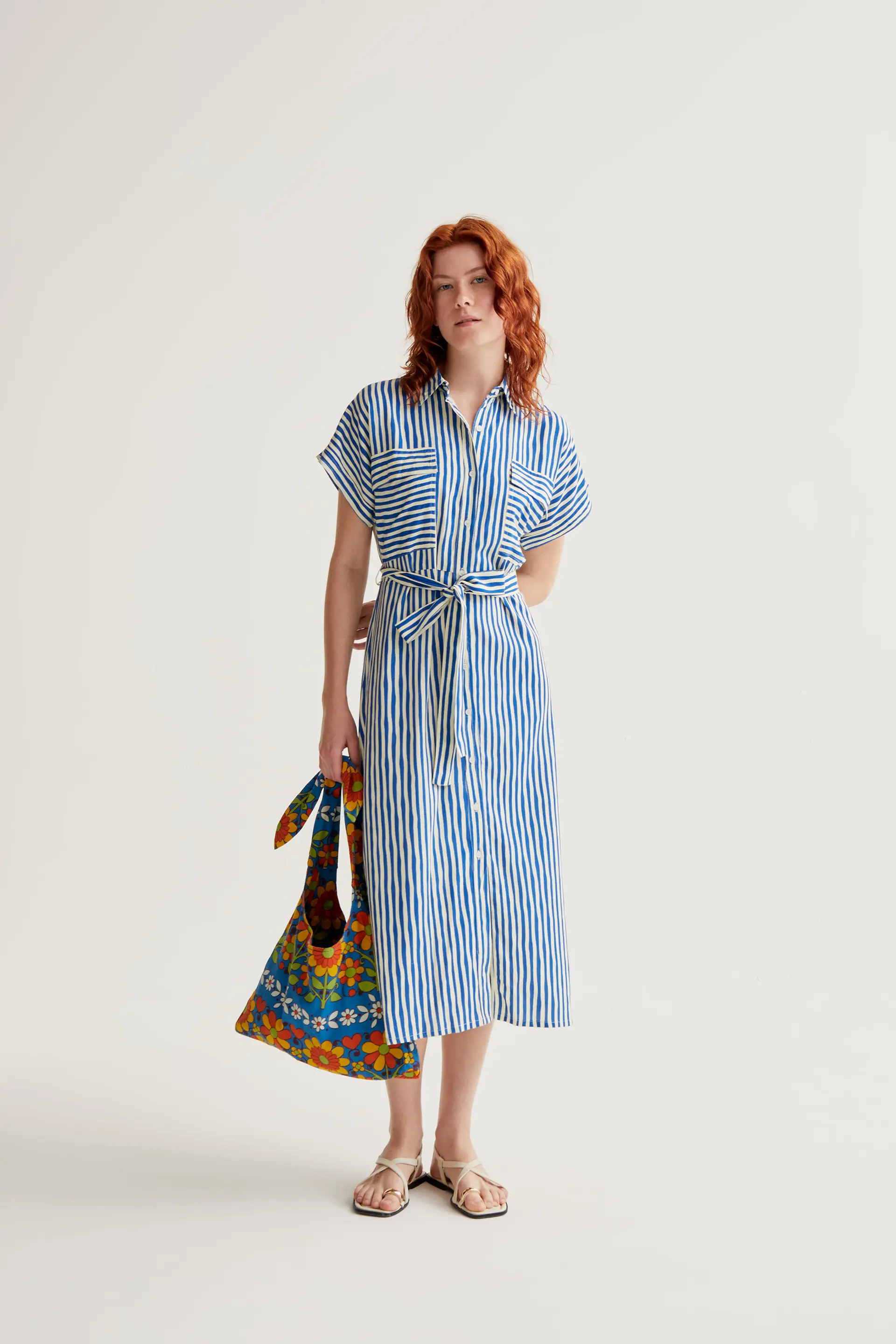 Vestido midi con estampado Lavagna Blue