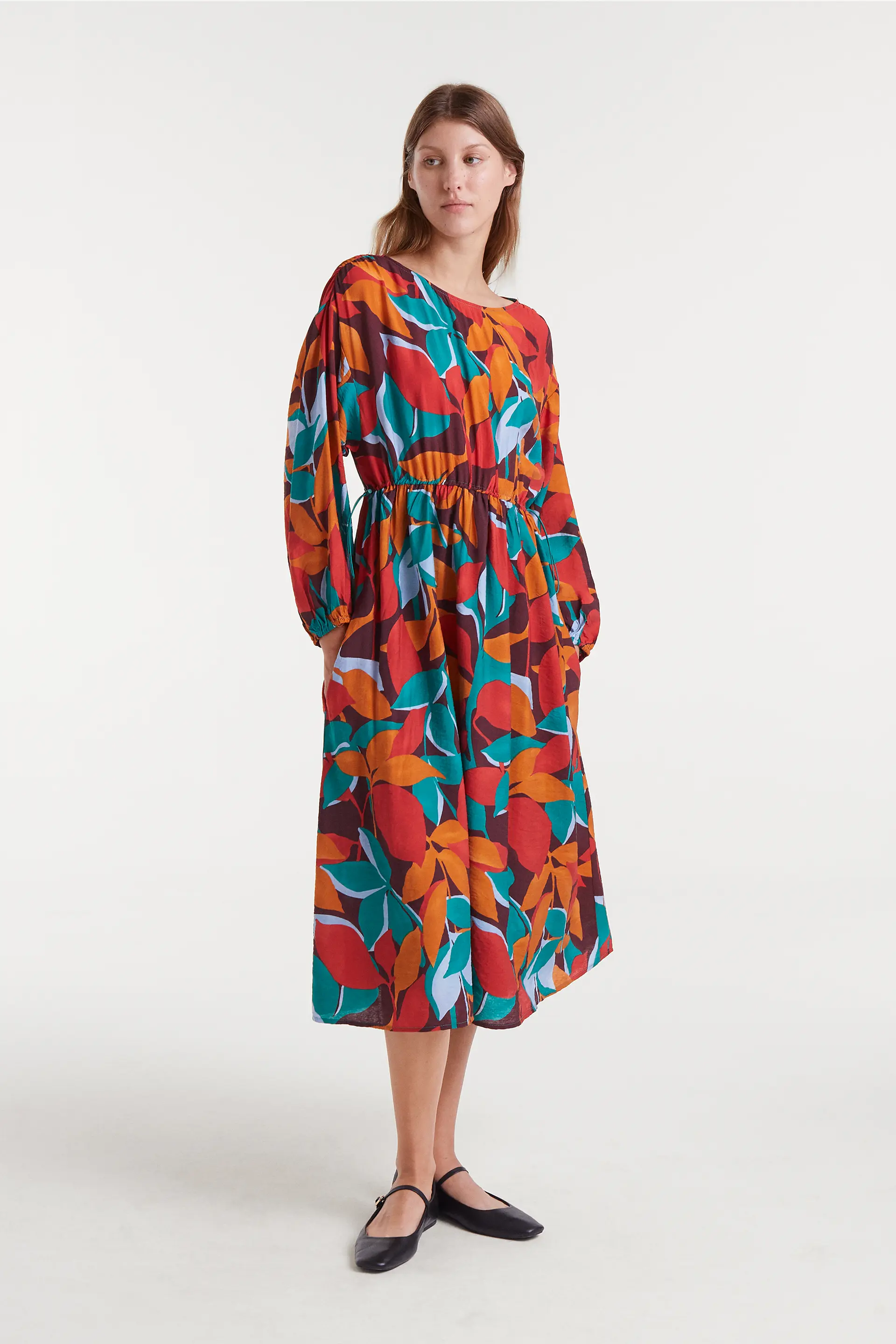 Vestido midi crepé ligero con estampado Ponziana