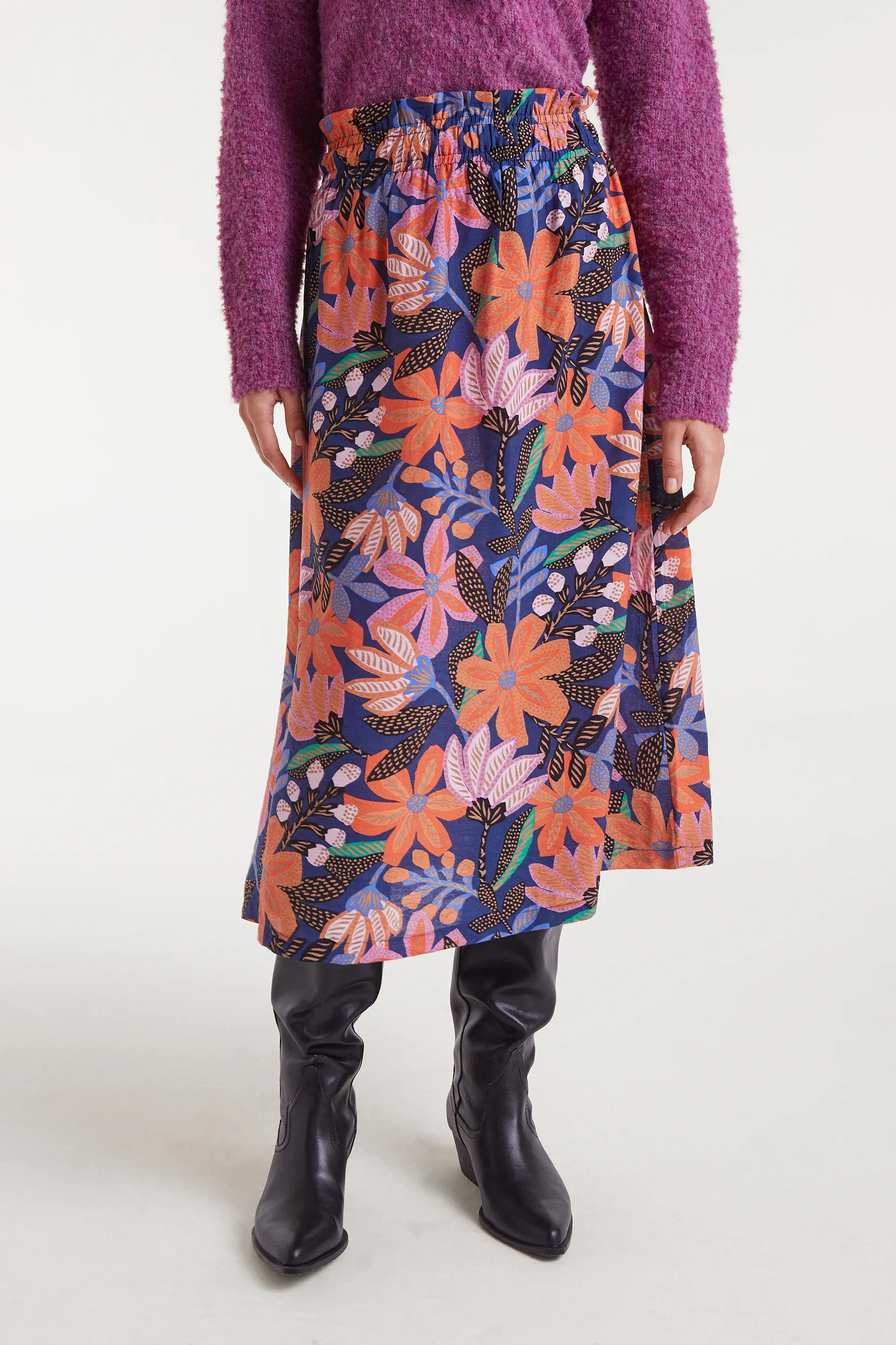 Falda midi crepé ligero con estampado Tigerlily
