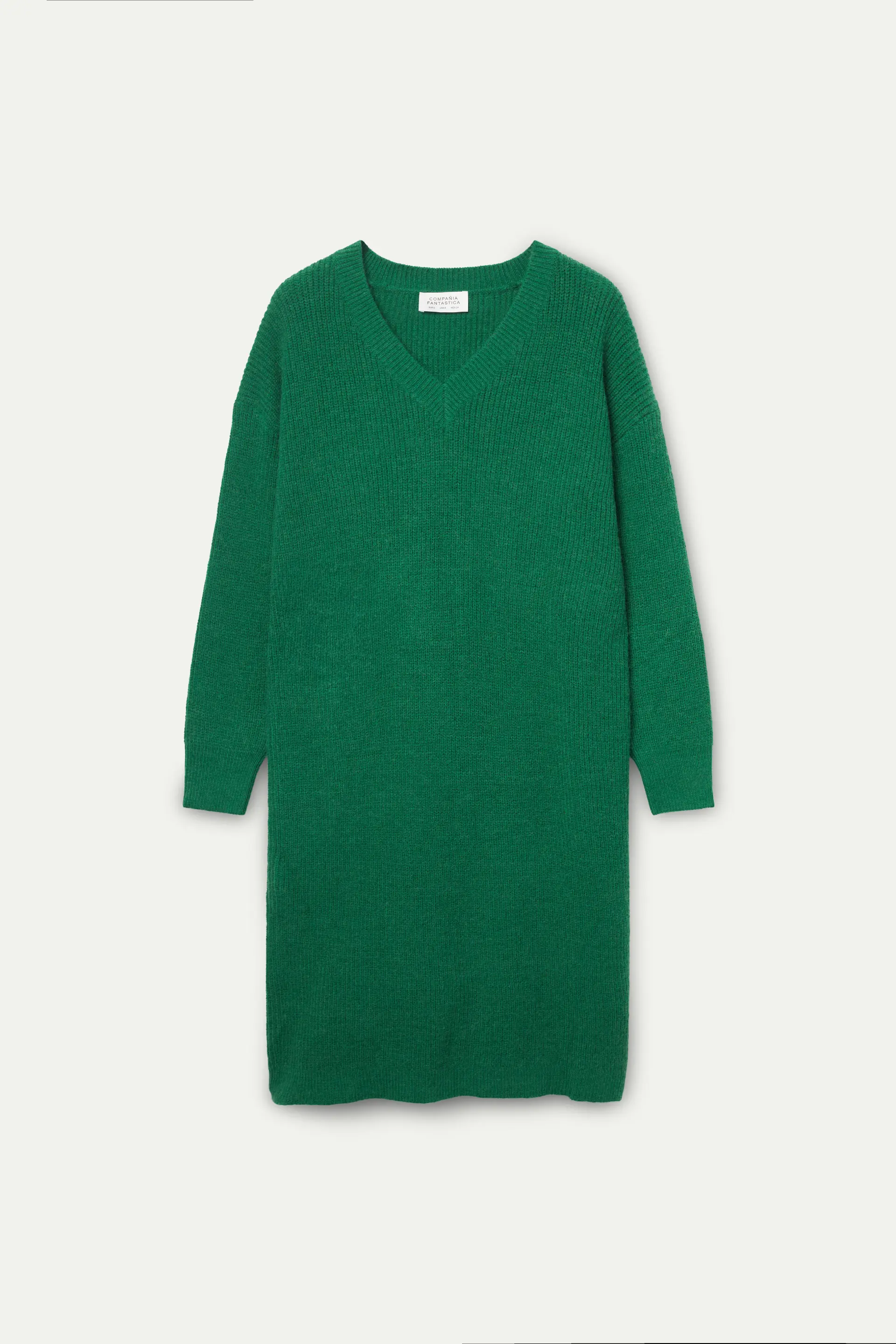 Vestido midi cuello pico verde - Image 2