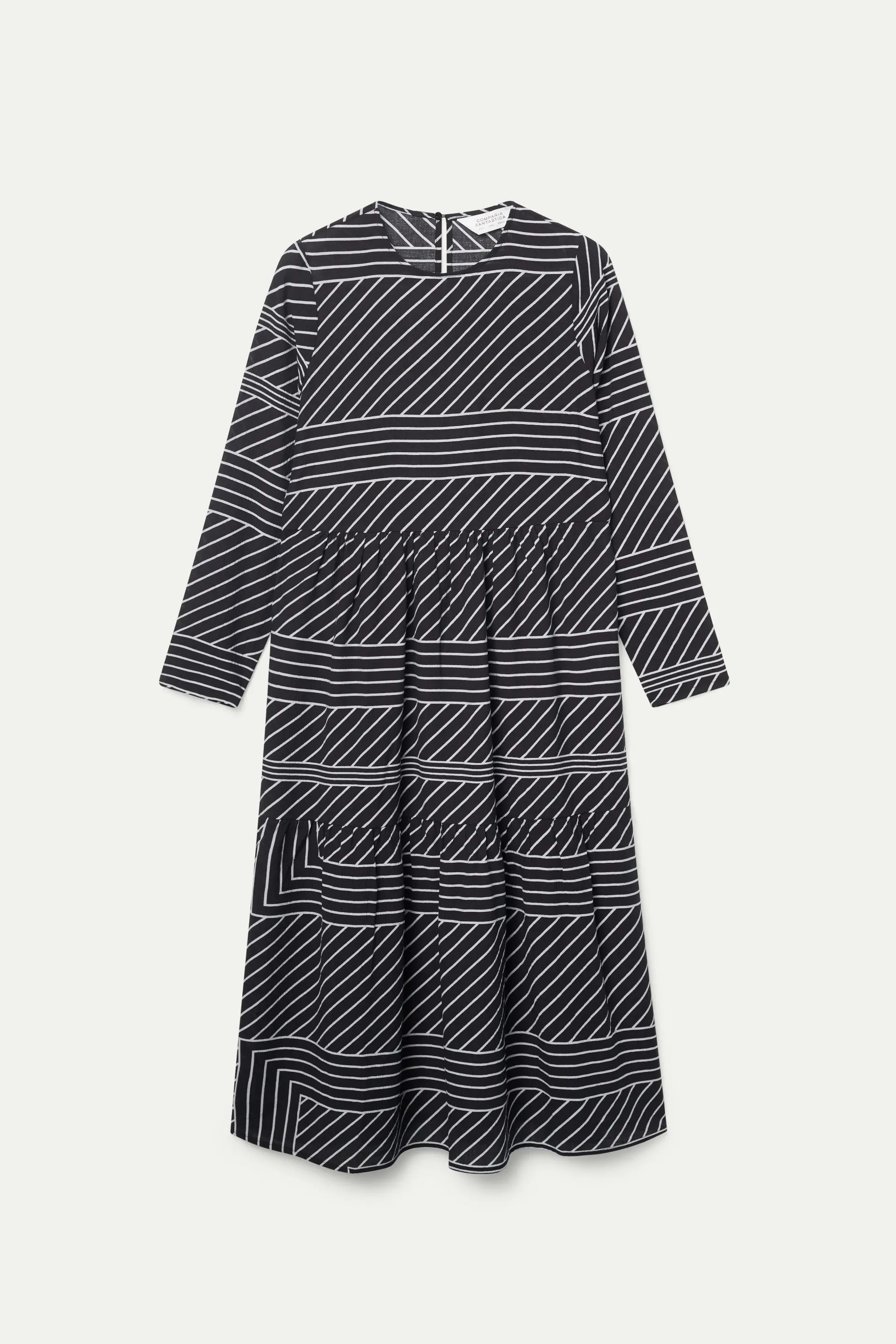 Vestido midi estampado de rayas negro - Image 2
