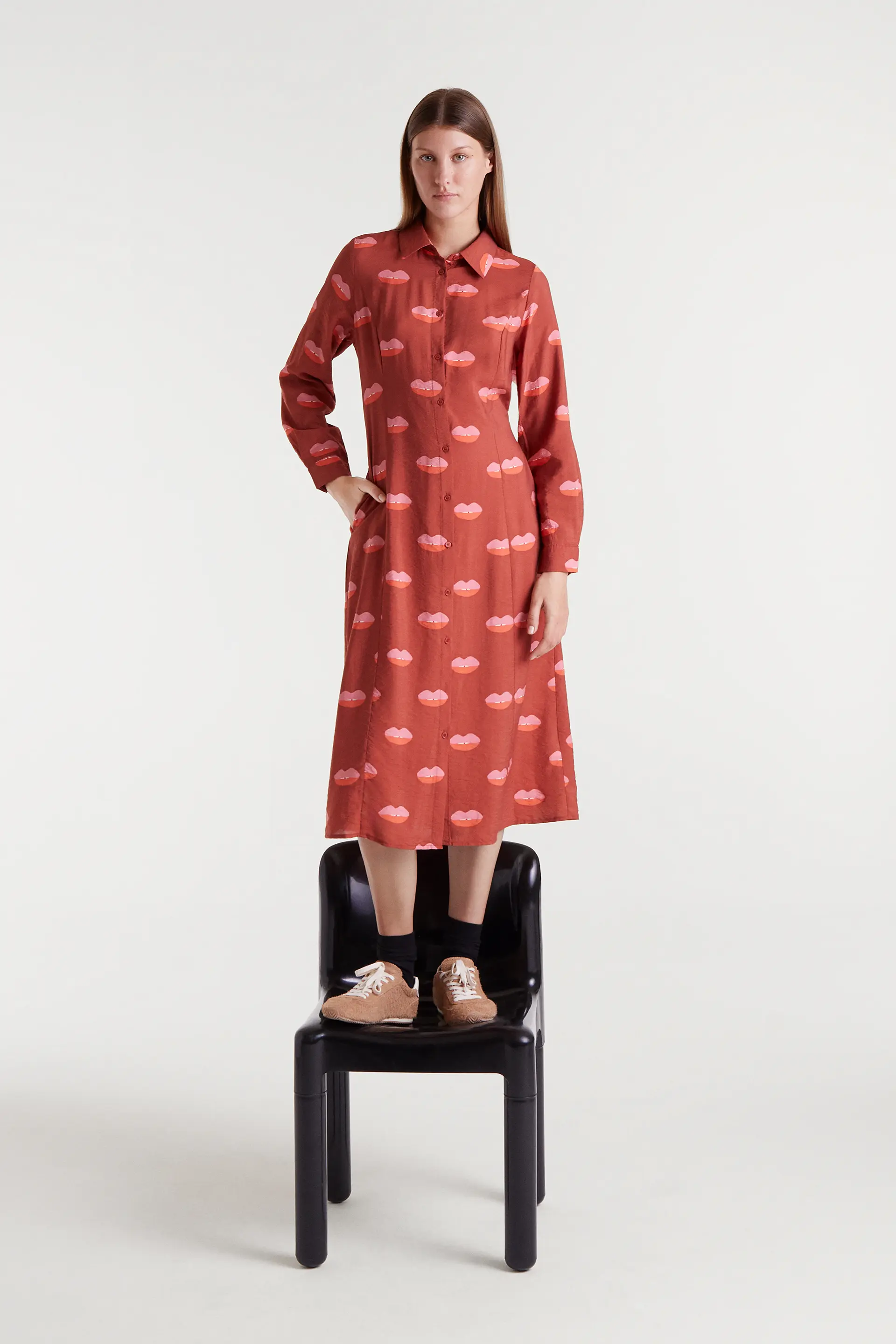 Vestido midi con estampado Lips - Image 5