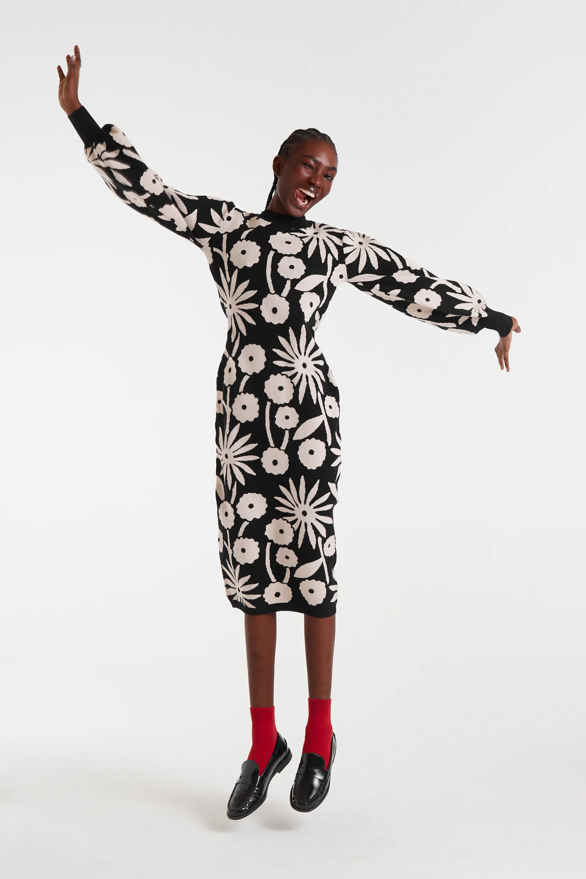Vestido midi jacquard con estampado Tofu - Image 5