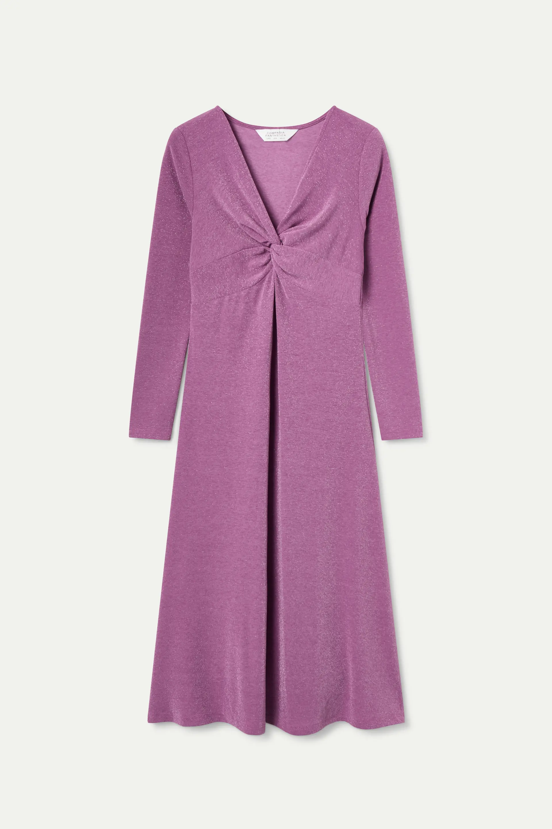 Vestido midi lila con escote anudado - Image 2