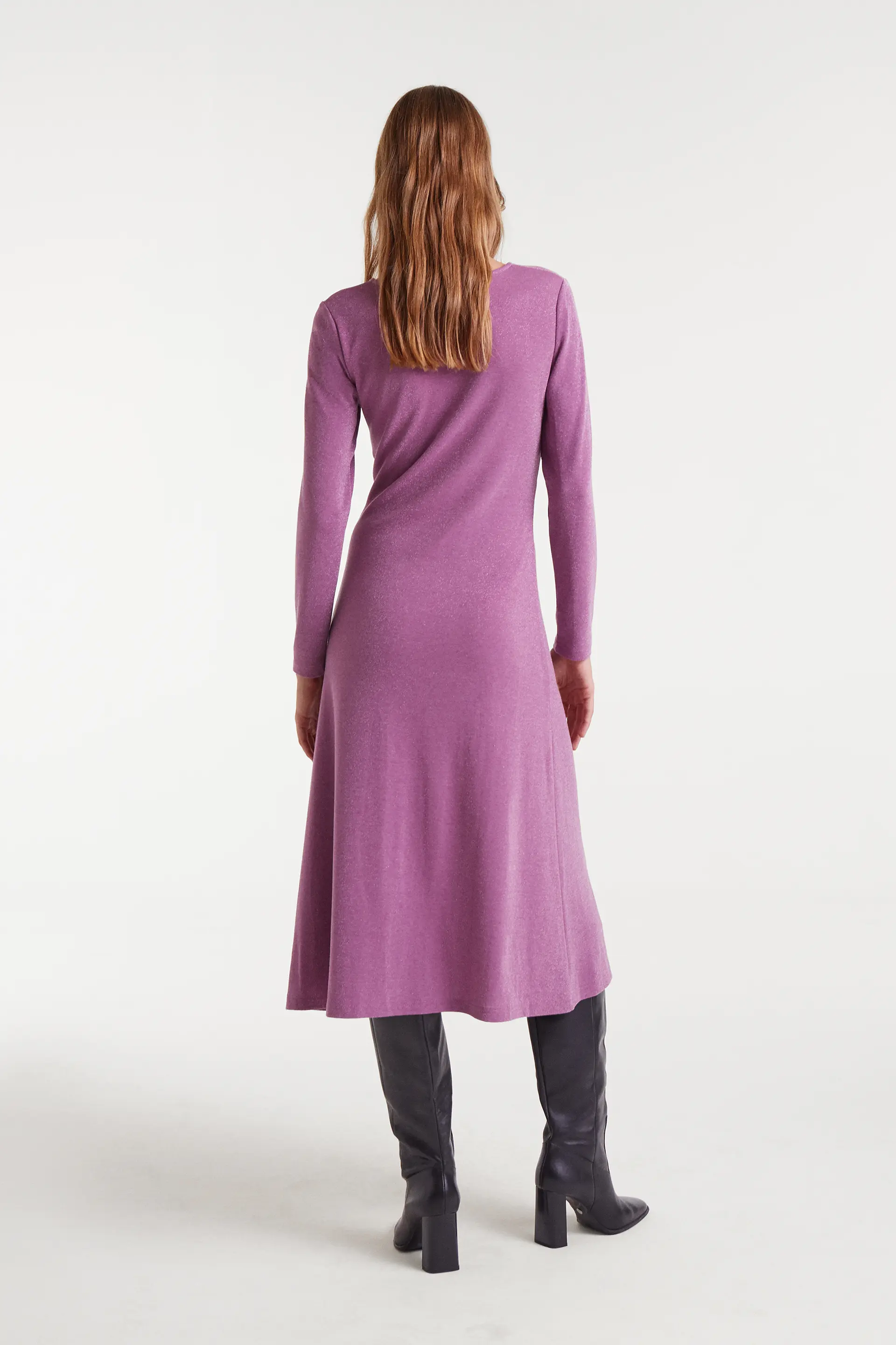 Vestido midi lila con escote anudado - Image 3