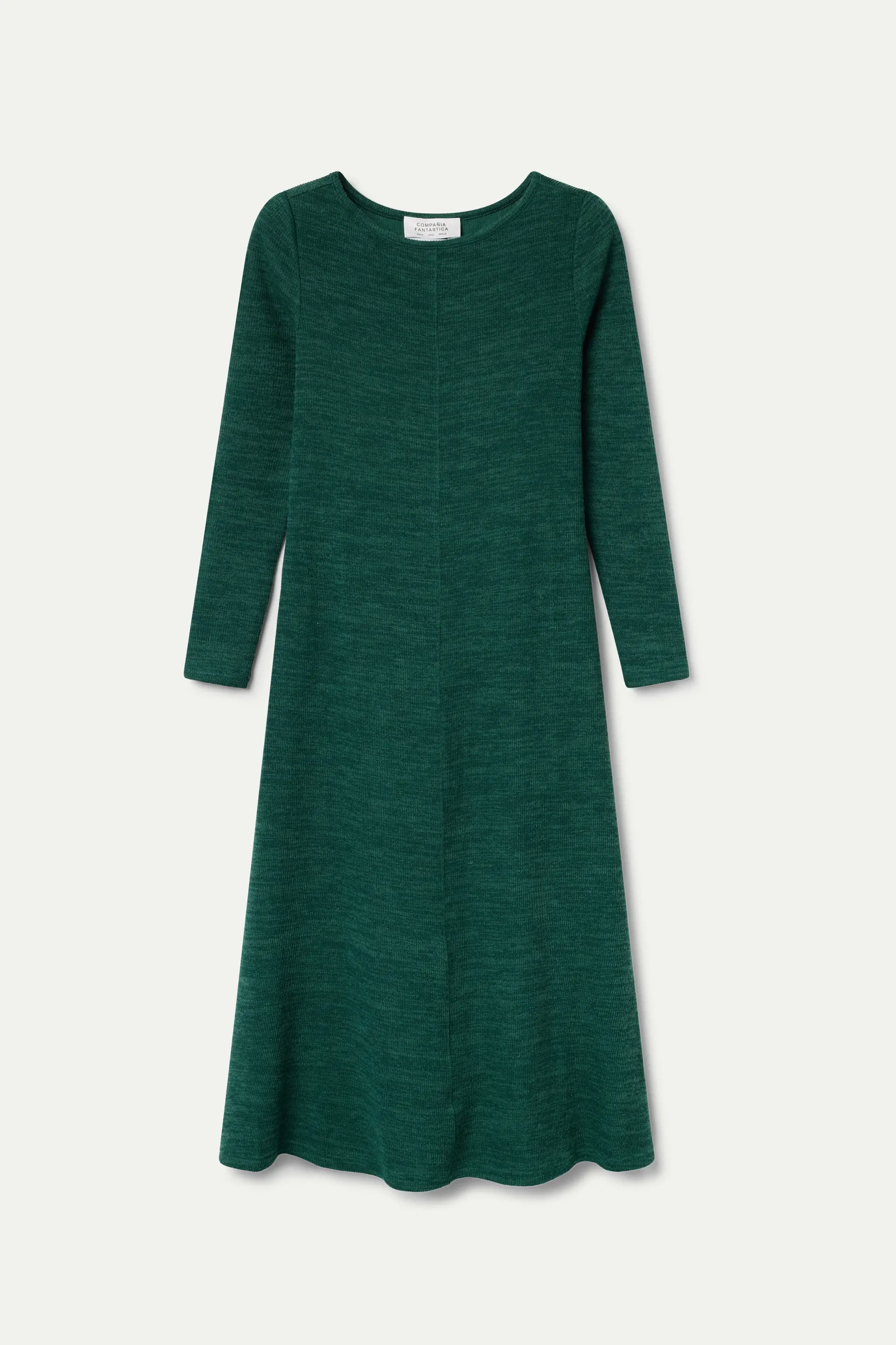 Vestido midi punto canalé verde - Image 2